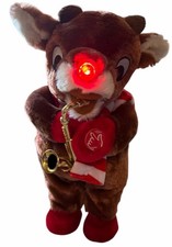 Dan Dee Animated Musical Rudolph Plush Saxophone Lights Up Moves Sings 12  