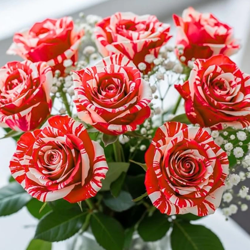 Planta de rosa trepadora roja blanca viva del 4 de julio - fragante - 5-8" de alto - sin maceta Foto 2 de 4