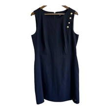 Tommy Hilfiger sleeveless navy sheath dress with pockets women 14