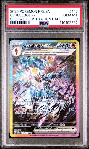 2025 POKEMON PRE EN-PRISMATIC EVOLUTIONS #147 CERULEDGE EX PSA 10