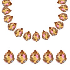 100 Pcs 8x10mm Faceted Teardrop Crystal Beads, Gold