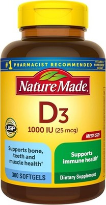 Nature Made Vitamin D3 1000 IU (25 mcg), Vitamin D Supplement for Health Support