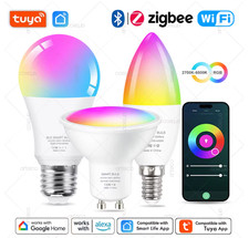 Tuya E27 E14 GU10 Bulb WIFI Zigbee Bluetooth,Dimmable Smart LED Lamp 2700-6500K