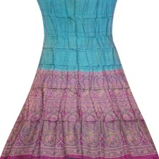 Namaste Jahrgang Blau Sarees 100% Pure Seide Bedruckt Indian Sari 4,6 M