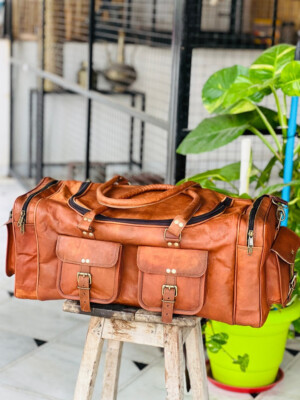 24'' Inspire Leather Vintage Duffle Luggage Weekend Gym Overnight Travel Bag