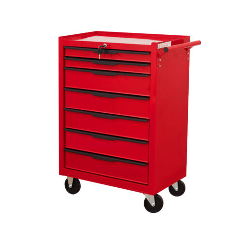 7-Drawer Rolling Tool Chest Cabinet,Large Capacity Metal Tool Box w/Wheels&Cy