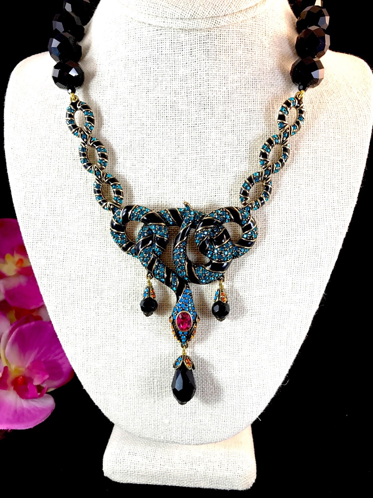 RARE SOLD OUT NIB HEIDI DAUS BLUE RHINESTONE COME SLITHER NECKLACE BRACELET SET image 3