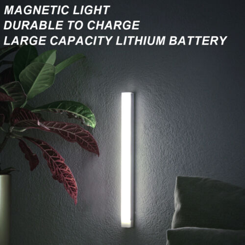 LED PIR Motion Strip Light Rechargeable Magnetic Cabinet Closet Lamp Lighting - Picture 9 of 10