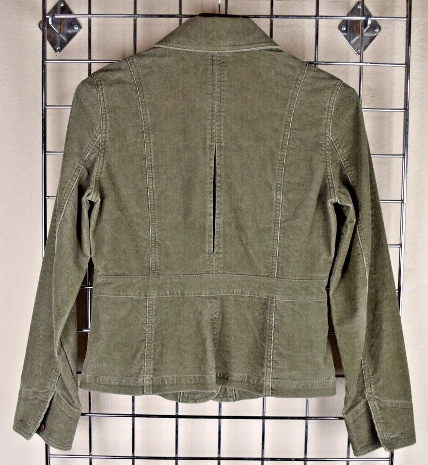 Chaqueta De Colección Eddie Bauer Talla S/M Años 90 Verde Bosque Suave Pana Bronce Botón Foto 2 de 4