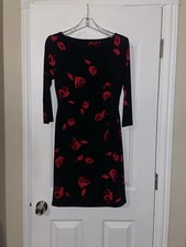 RALPH LAUREN BLACK/RED FLORAL PENCIL DRESS SZ 6