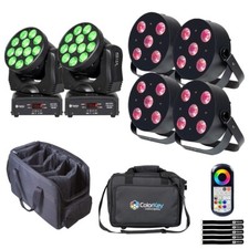 ColorKey MobilePar HEX5 Par DJ Lights 4-Pack w Stage Wash Moving Heads Pair