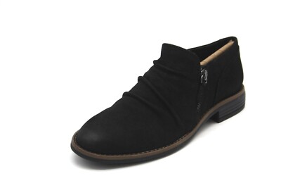 WOMENS OXFORD SHOE SIZE 7.5M CLARKS CAMZIN PACE BLACK NUBUCK 261