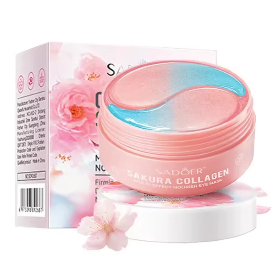 60 PCS UNDER EYE PADS CHERRY BLOSSOM COLLAGEN MASK HYDRATING ANTI AGING WRINKLES