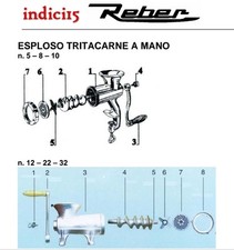 indici15 Ghiera tritacarne Manuale n° 5 - 8 - 10 - 12 - 22 - 32  Ricambi  Reber