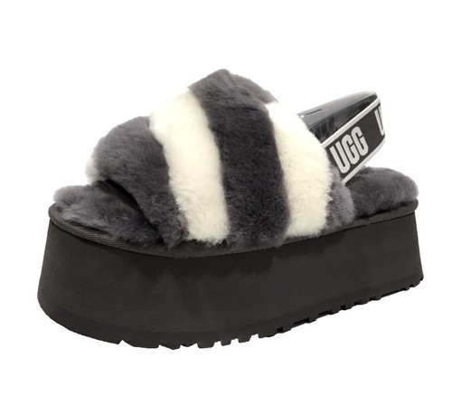 UGG Super Fluff Women's GRAY Slipper Size 8 SLINGBACK SLIP ON NEW