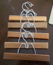 5 Vintage Clamp Style Wooden Slat Pant/Skirts Hangers. 9", 5 Hangers Total 