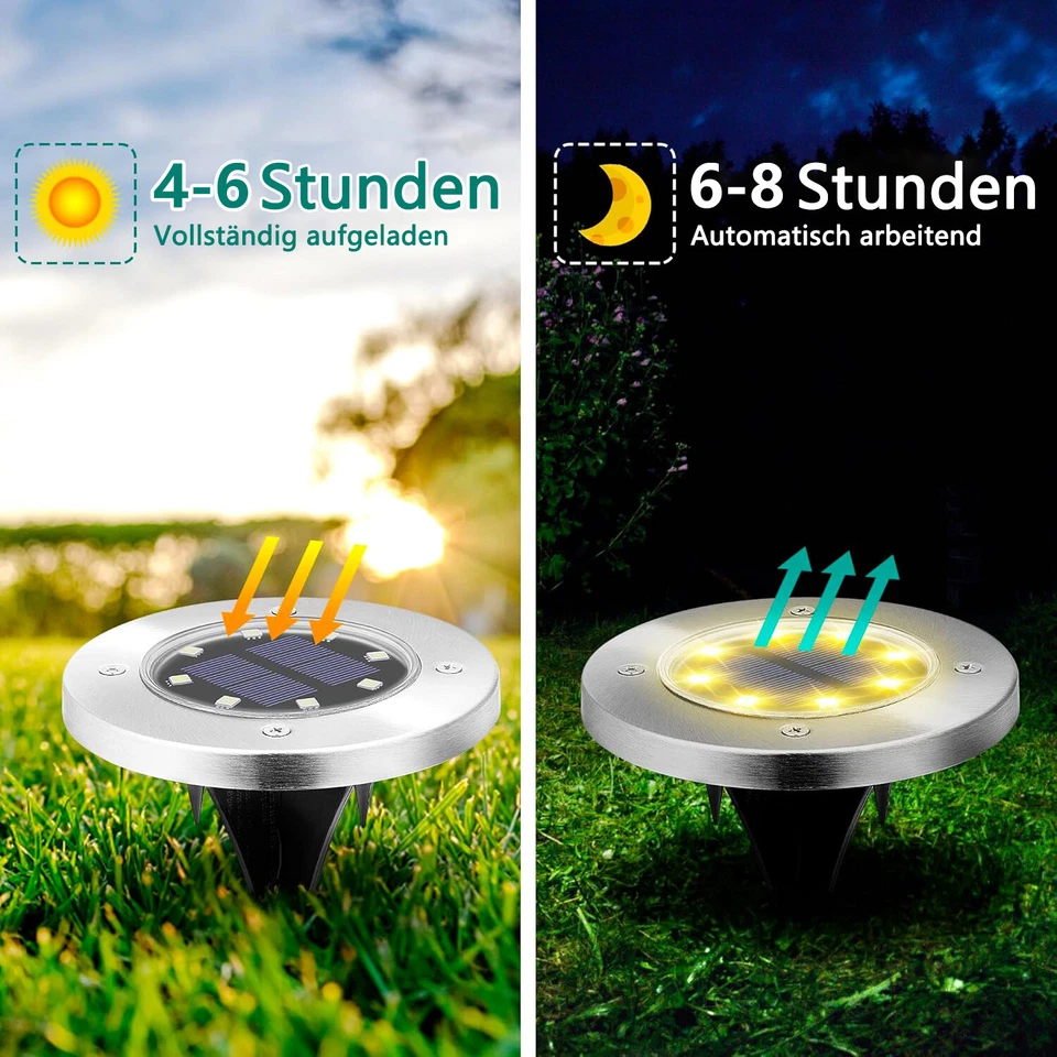 12x LED Solarleuchte Bodenstrahler Außen IP65 Gartenleuchten Garten Solarlampen - Bild 2 von 4