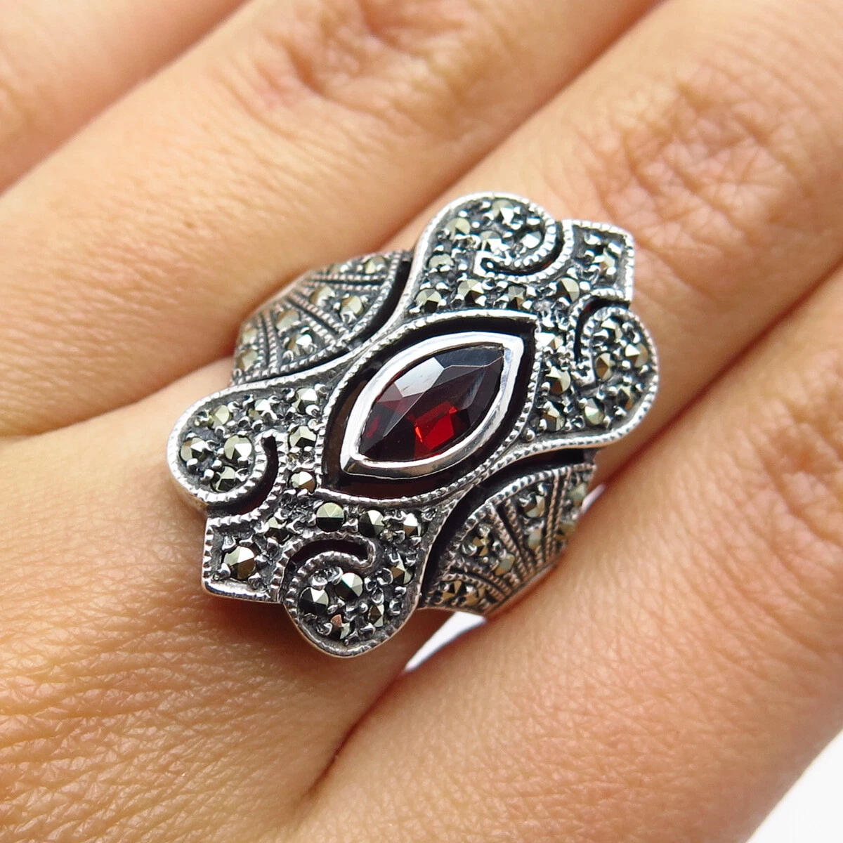 Statement marcasite rings sale