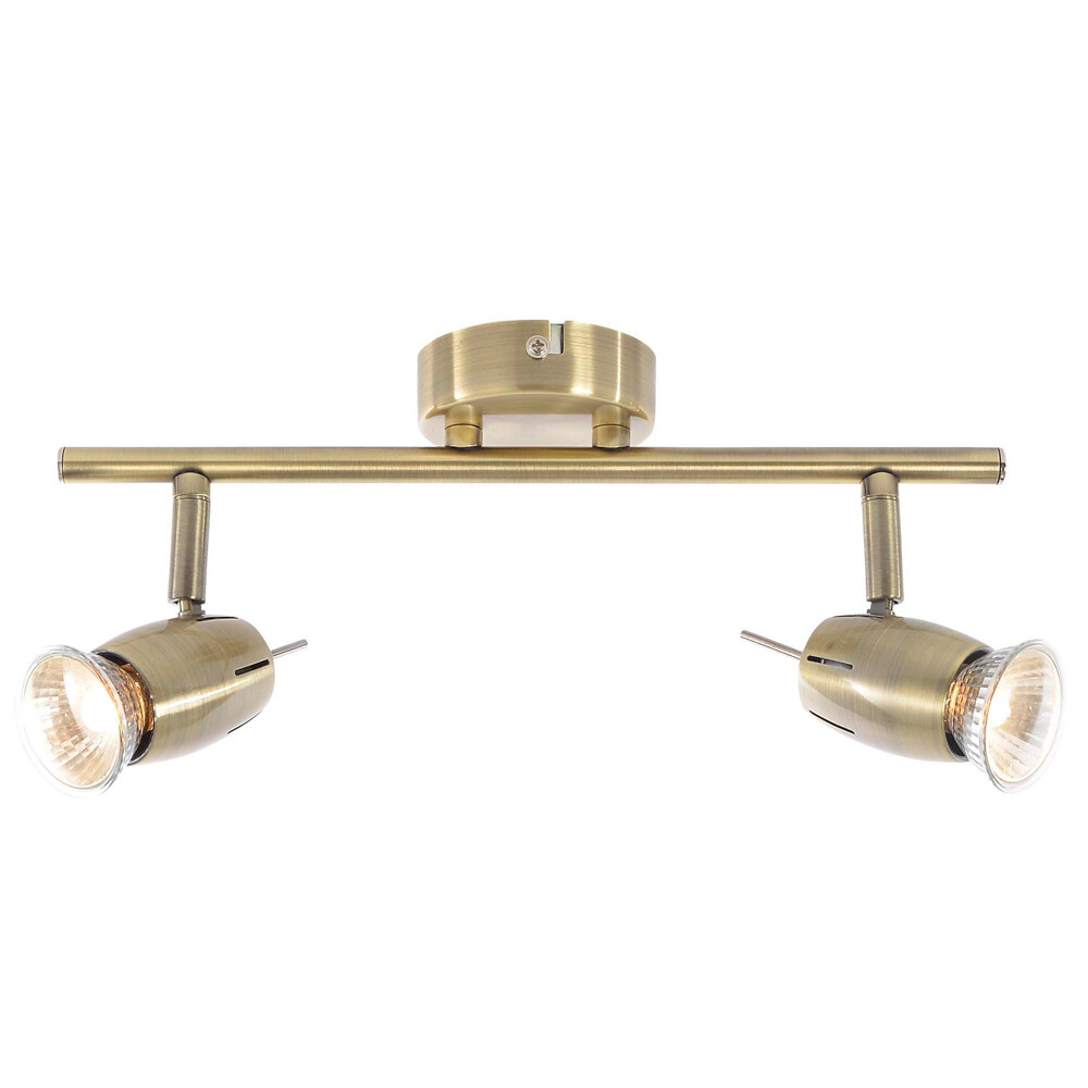 Litecraft Frank Spotlight Straight Bar Ceiling 2 Light - Antique Brass Clearance
