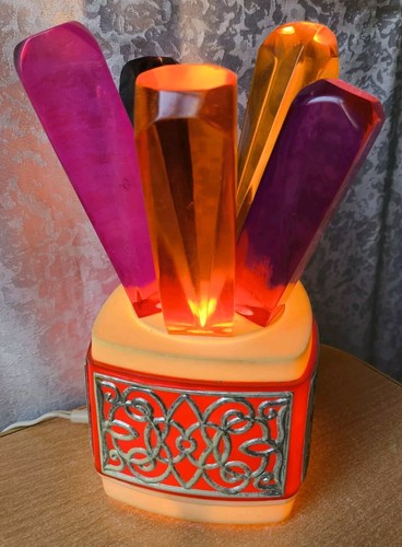 Rare Vintage Soviet Night LAMP USSR Decor Crystal 1970s - Picture 11 of 22