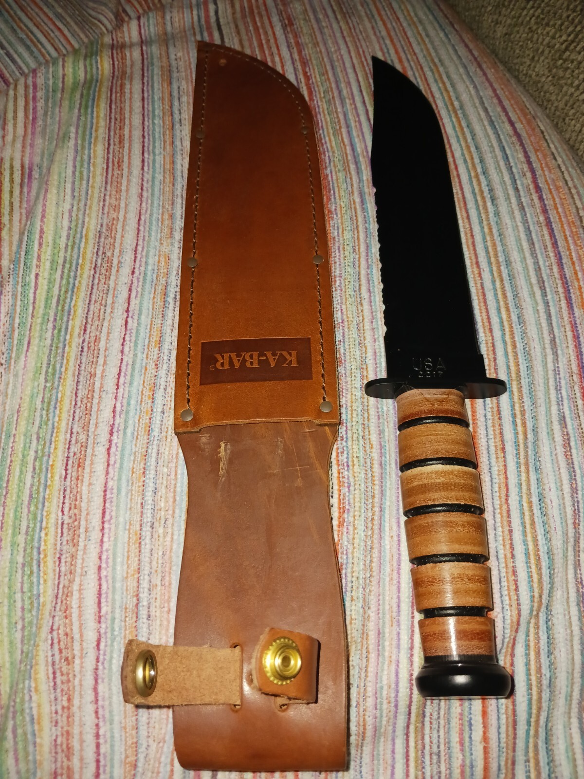 KaBar 2217 Leather Big Brother Serrated Top Fixed Blade Knife Sheath