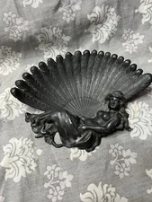 Antique Art Nouveau Nude Lady Ashtray Trinket Tray Cast Metal