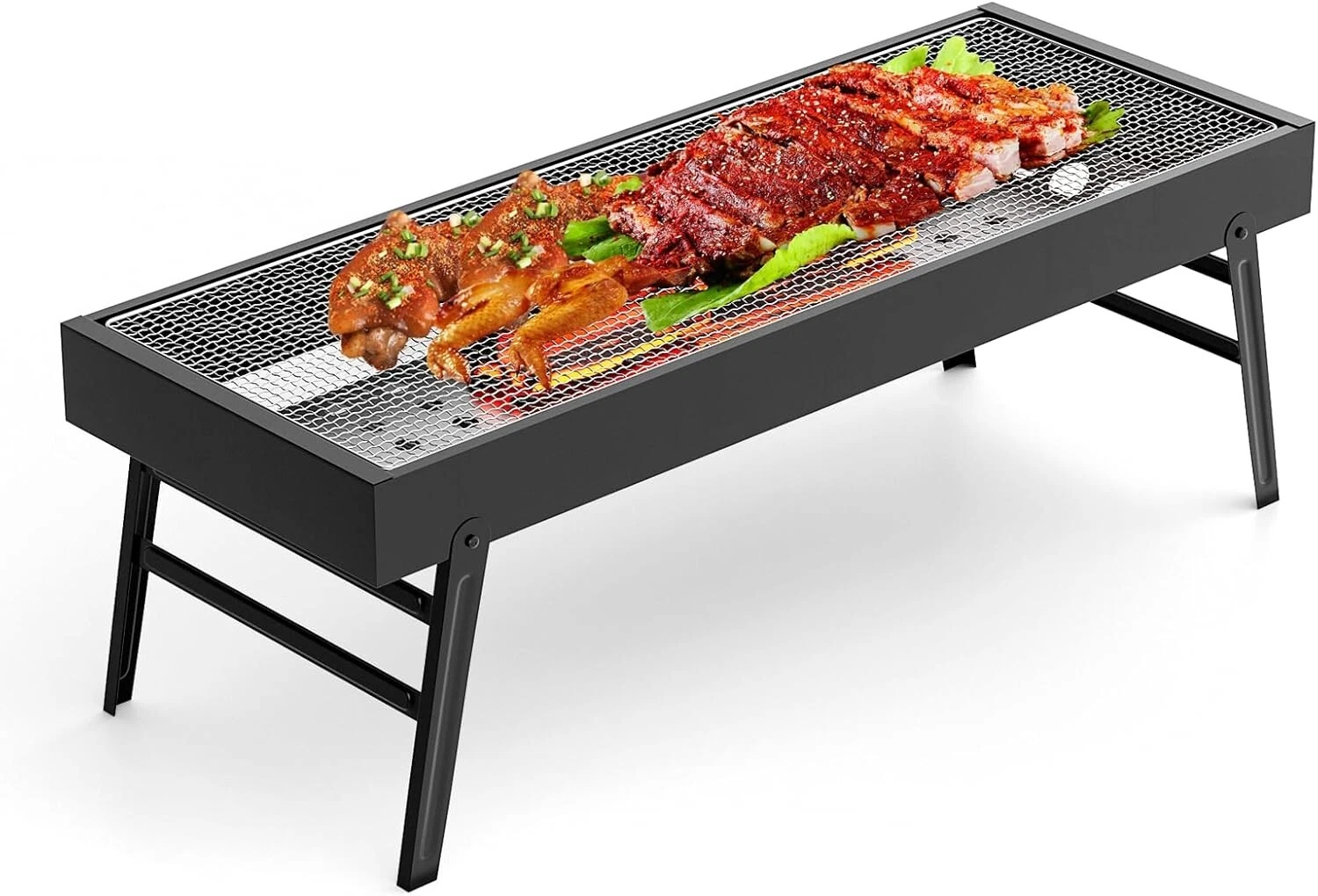 UYOTBKEUB Portable Charcoal Barbecue Grill, Large Stainless Steel Compact BBQ