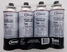 (4 Pack) Sterno Butane Fuel Cartridge, 8 Oz, 50162
