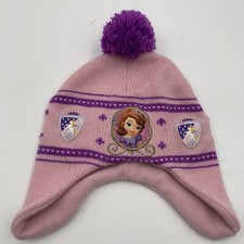 Disney Princess Kids Beanie Hat Aurora Cinderella Tiana Embroidered Purple
