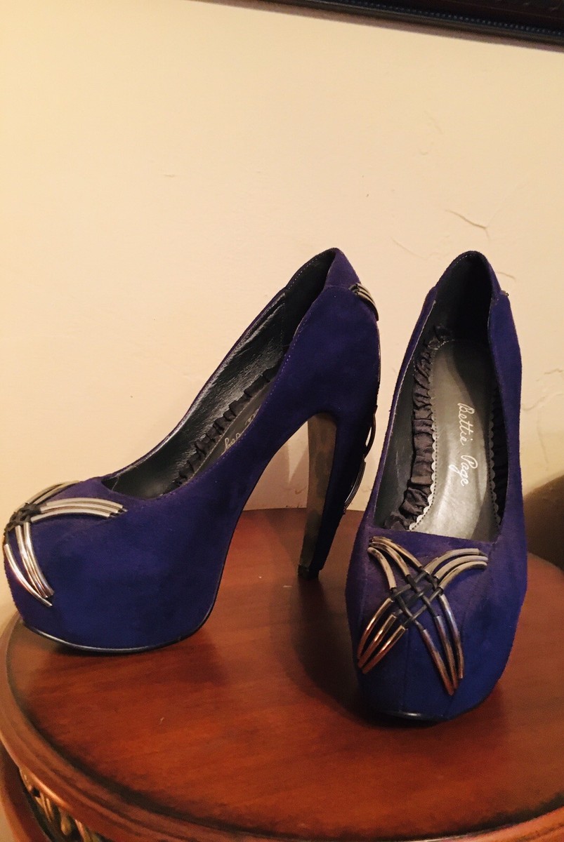 Bettie Page Cheryl Purple Platform Stiletto High Heel Shoes with