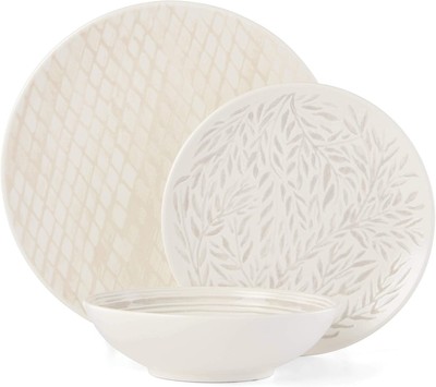 Lenox Textured Neutrals Netting/Vines 11-pc Dinnerware Set (1 bowl is broken)