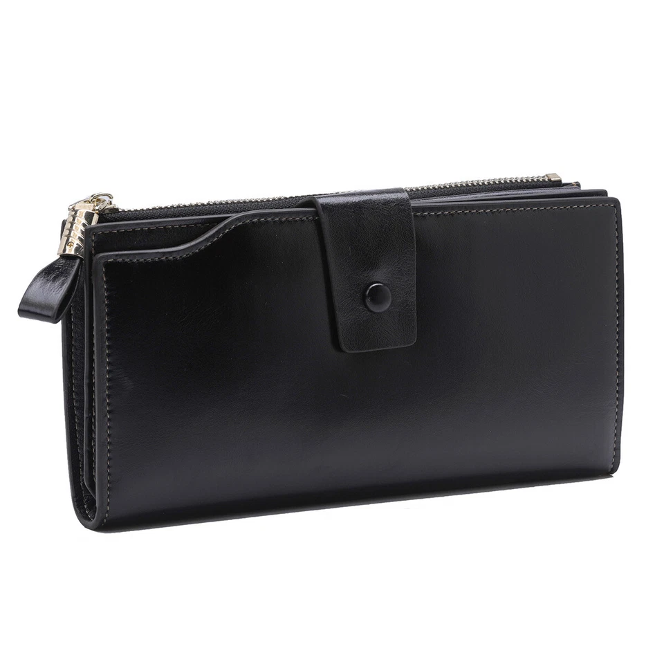 Women Genuine Leather Long Wallet Money Card Holder Clutch Purse RFID Blocking - Image 3 of 4