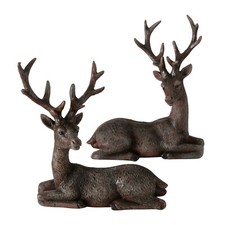 Hirsch 2er Set Sortiert Kunstharz Dunkelbraun Grau Rotbraun Dekoartikel Rentier