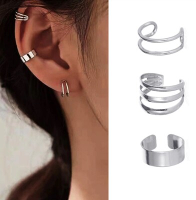 Damen Ohrring Ohrstecker Ohrclip Ohrklemme Ohrschmuck Set Gold Silber Ohrenclips