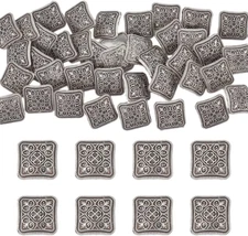 40Pcs 2.2Mm Hole Zinc Alloy Square Shank Buttons 13Mm Length Antique Silver Meta