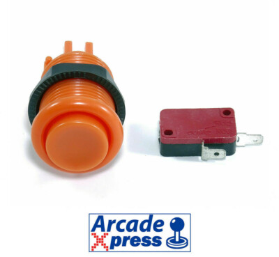 Orange Happ American Style Taster Button 28mm Concave mit Mikroschalter Switch