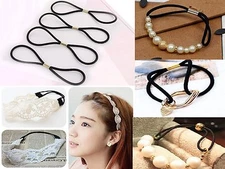 30 Pcs Black "8" Shape Elastic Rubber Hair Tie Bands Rope 14cm For Craft DIY