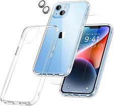 Aven 5 in 1 for iPhone 14 Case Clear, with 3 Tempered Glass Screen Protectors 