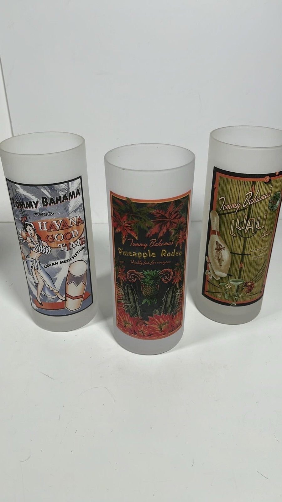 Tommy Bahama Glasses Frosted Highball Pineapple Rodeo & Club barware