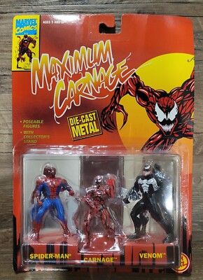 1994 NEW & SEALED Maximum Carnage 3 Figure Die-Cast Set, Toy Biz, MT-NM
