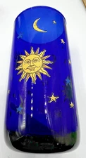 Libby Celestial Cobalt Blue Moon Sun & Stars 16 oz Highball Juice Glass Tumbler