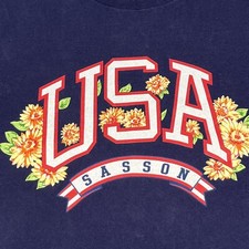 Vintage Single Stitch T Shirt Size Large USA Sasson Flower Graphic Made In USA