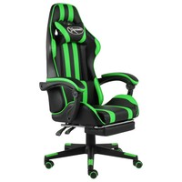 Vidaxl Gaming-Stuhl Mit FußStüTze Schwarz Und GrüN Kunstleder Neu