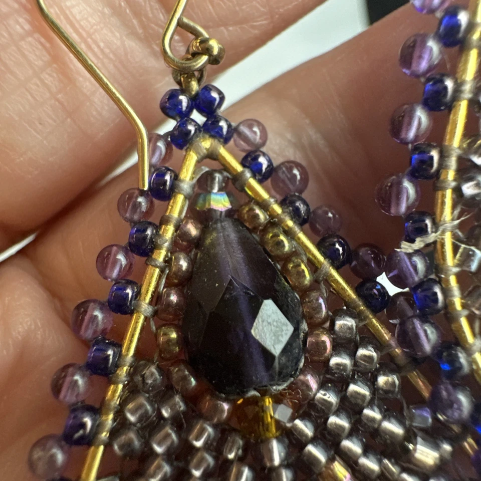 Pendientes Miguel Ases Genuinos Amatista Natural Lágrima Cuentas Relleno de Oro Foto 3 de 4