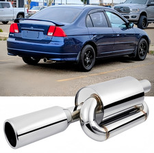 For 2001-05 Honda Civic Sport Twin Loop Exhaust Tips Muffler 2.5 Inlet 4.0 Out