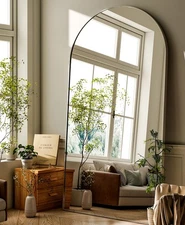 -34 x76 Arched Full Length Mirror-Oversize Floor Mirror Aluminum Alloy Frame ...