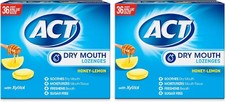 2 PACK ACT Dry Mouth Lozenges With Xylitol 36-Count Sugar Free Honey-Lemon