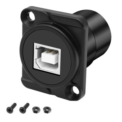 Black USB B To A Panel Mount Connector DType USB 2.0 B Female To A Adapter