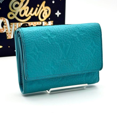 Louis Vuitton Monogram Taurillon Pilot Bi-Fold Wallet Turquoise Blue