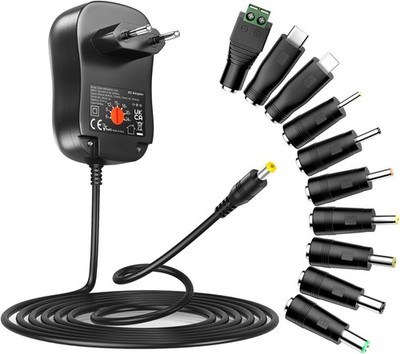 41W Netzteil 6V 9V 12V 15V 1,5A Universal Mehrfach Adapter mit 14 DC Steckern
